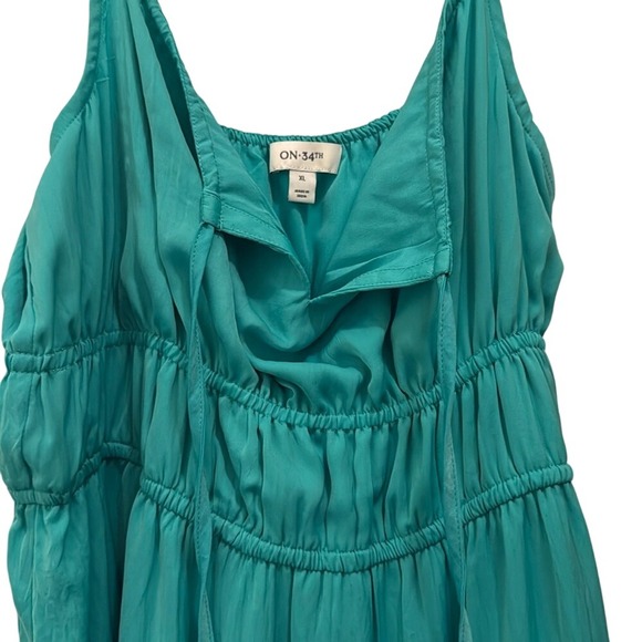 ON 34th Chic Green Maxi Dress w/ Spaghetti Straps Size XL Beach/Vacation‎ - Picture 9 of 9